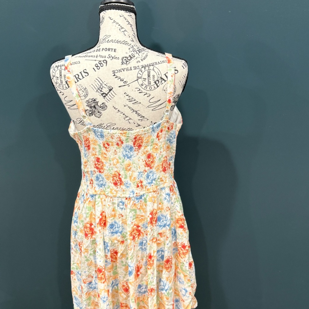 Derek Heart Floral Tiered Mini Dress - Boho Summer Sun Dress - Size L - Picture 3 of 6